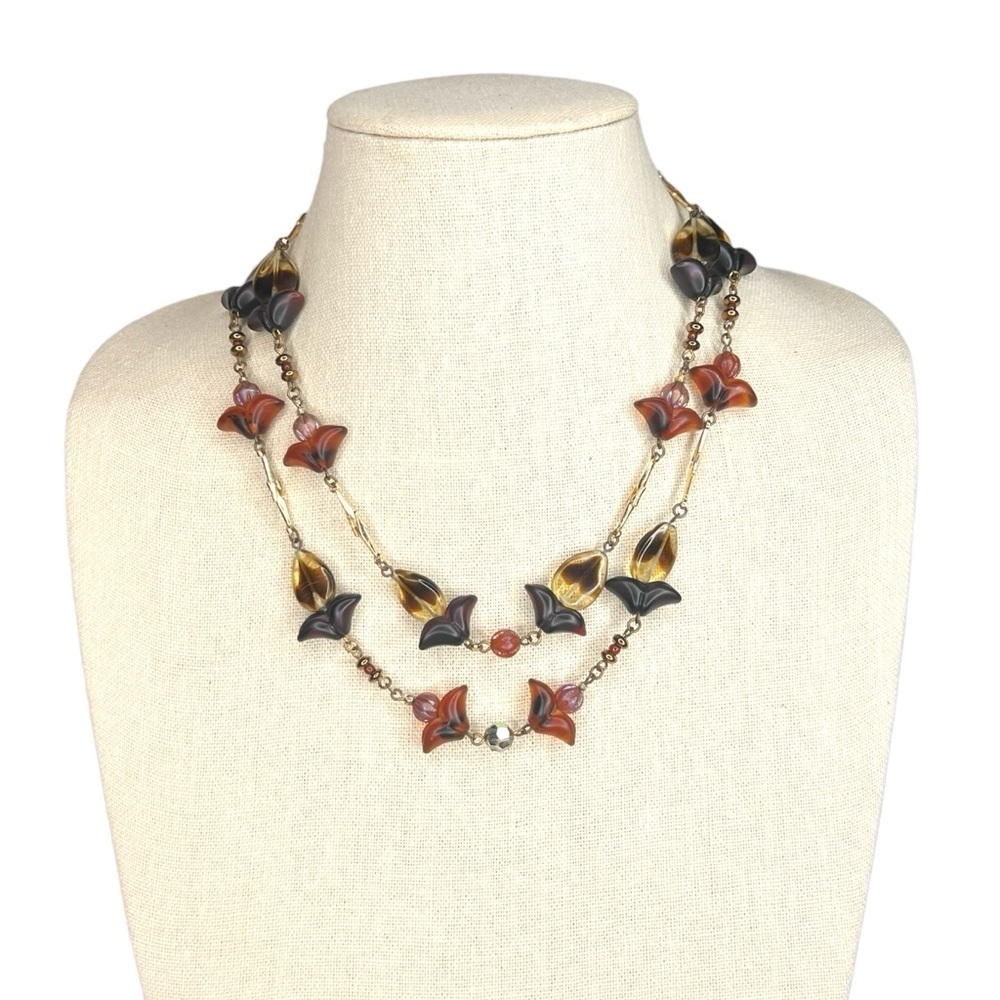 Vintage Floral Beaded Multi-strand Necklace